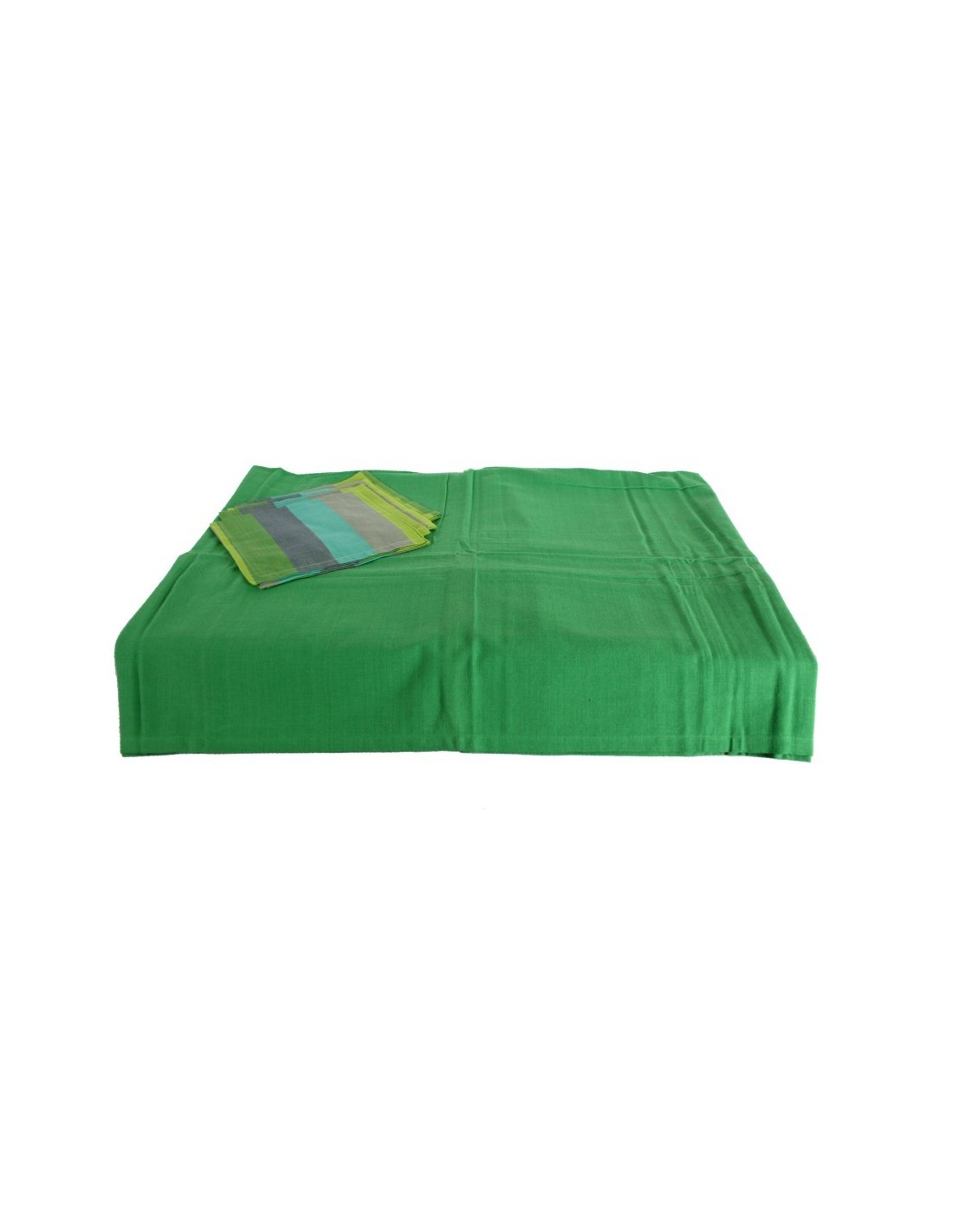 Mantel color verde con 4 servilletas a juego para vestir tu mesa