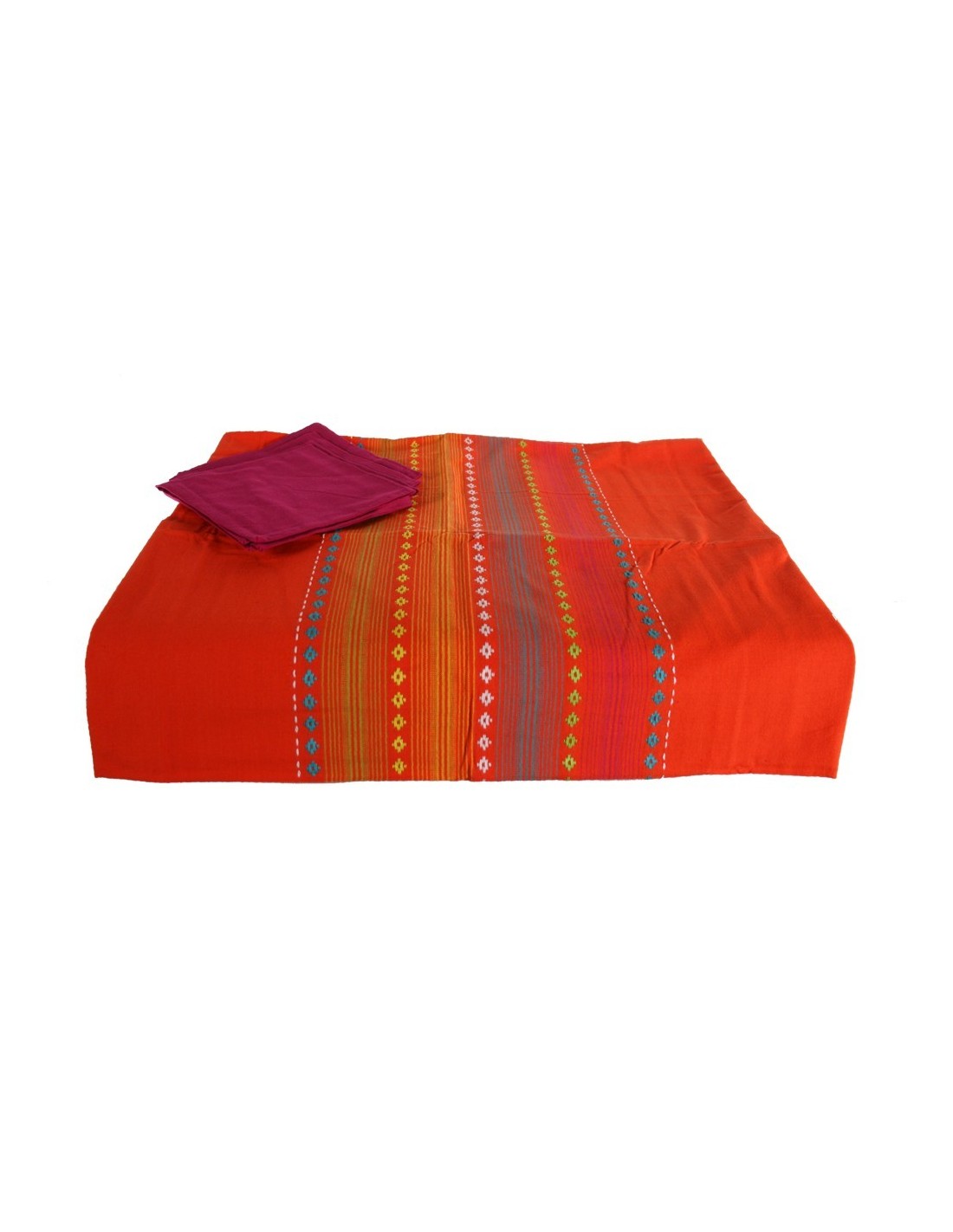 Estovalles color taronja amb 4 tovallons a joc per vestir la teva taula