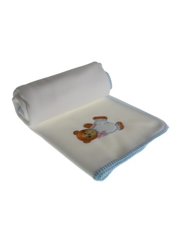Manta Infantil Color Blanco amb Detalle Osito Ideal per al Cochecito.