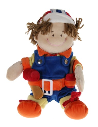 Muñeco de Trapo con Vestido de Profesión Arquitecto Constructor para Fomentar la Motricidad Infantil.