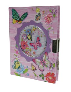Journal d'enfants avec illustration de papillon clé rose 2