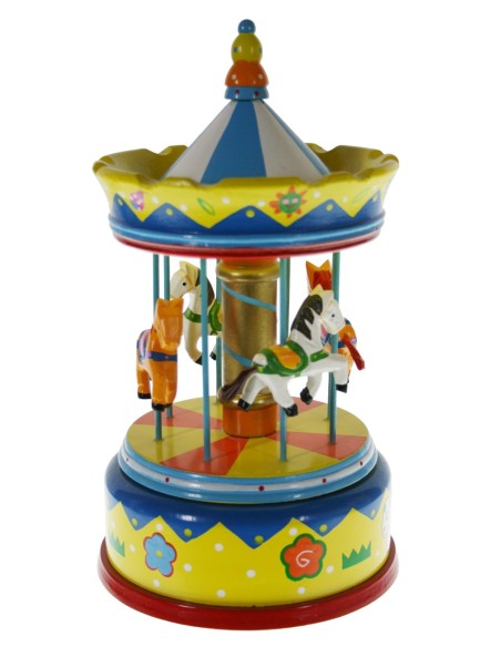 Caja de música carrusel de caballos de madera juguete musical regalo cumpleaños para niños niñas. Medidas. Medidas: 30xØ15 cm.