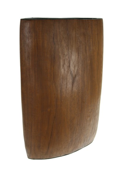 Florero de madera maciza. Medidas: 36x25x8 cm.