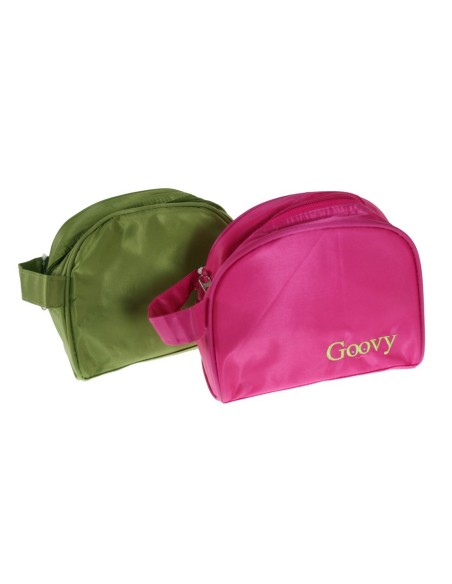 Necesser infantil bossa de neteja amb compartiment color rosa per col·legi i guarderia. Mesures: 14x9x19 cm.