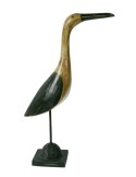 Figura decorativa ave marina tallada en madera y pintada