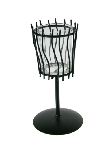 Portavelas pequeño forma de copa de metal color negro para velas de té decoración hogar nórdico