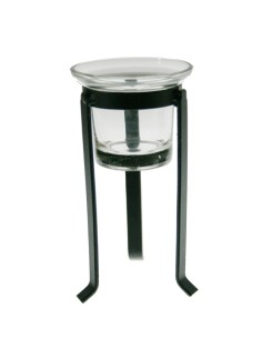 Portavelas pequeño forma de copa de metal color negro para velas de té decoración hogar nórdico rustico. Medidas: 17x8x8 cm.