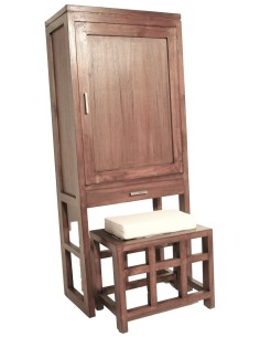 Armario Zapatero de Madera Maciza con Taburete y Cojín Estilo Rústico Capacidad 7/8 Pares.