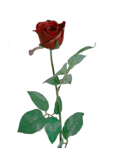 Fleur de rose artificielle rouge avec pétales en tissu et décoration de la maison à longue tige