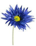 Flor artificial gerberas de color azul con pétalos de tela y tallo largo decoración adorno hogar