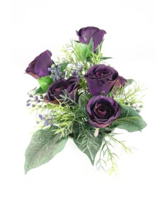 Fleur artificielle en pot avec décoration roses lilas pour maison, jardin, terrasse 2