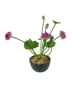 Flor artificial en maceta de cerámica con flores de color lila decoración para el hogar jardin terraza