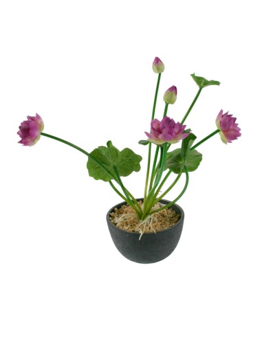 Fleur artificielle dans un pot en céramique avec décoration de fleurs lilas pour terrasse de jardin.