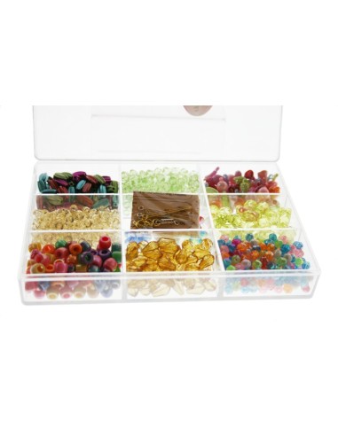 Caja de perlas fantasía para manualidades y bricolaje construcción de pulseras collares de colores