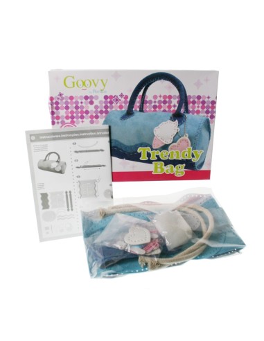 Kit de costura bolso color azul bricolaje y manualidades para aprender a coser iniciación a la costura