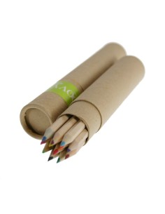 Tube en carton avec 12 couleurs différentes pour dessiner et colorier.