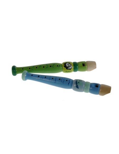 Flauta infantil de tonos dulce en madera decorada. Medidas: 20 cm.