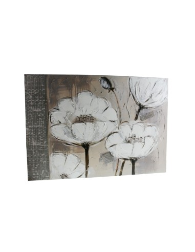 Image avec des fleurs peintes à l'huile sur toile dans des tons gris