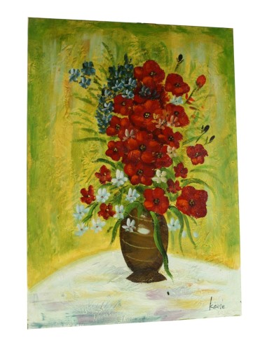 Cuadro pintado al óleo con motivos florales