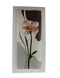 Cuadro pintura óleo flores en madera 2