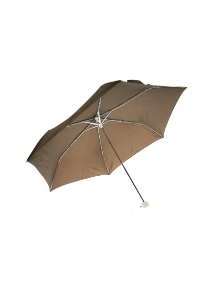 Paraguas plegable pequeño de lluvia para bolso señora color marrón diseño clásico apertura automática. Medidas: 51x Ø87 cm.