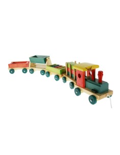 Train en Bois Emil avec Pièces Mobiles à Ajuster, avec Chariots Amovibles, Jeu de Motricité Fine.