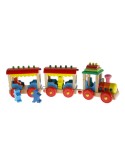 Tren de madera maciza multicolor con pasajeros juguete tradicional