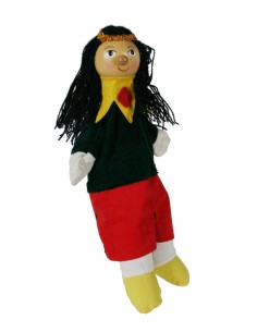 Marioneta y Títere de mano princesa con cabeza de madera juguete clásico y tradicional para niños niñas. Medidas: 30x20 cm.