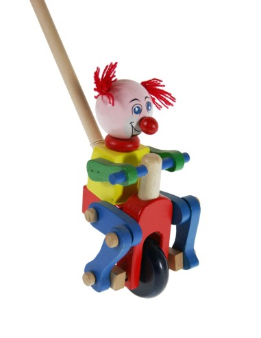Joguina arrossegament empenta fusta pallasso joc de pal per a nens nenes