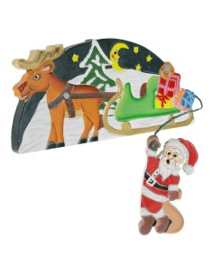Décoration de Noël pour cadre de porte en bois peint Père Noël Porte décorative de Noël.