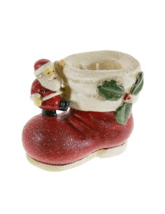 Espelma de Nadal amb forma de sabata Pare Noel per decorar centre taula decoració nadalenca llar. Mides: 7x9x6 cm.