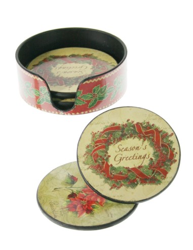 Ensemble de 6 sous-verres de Noël pour sous-bocks avec décoration de Noël