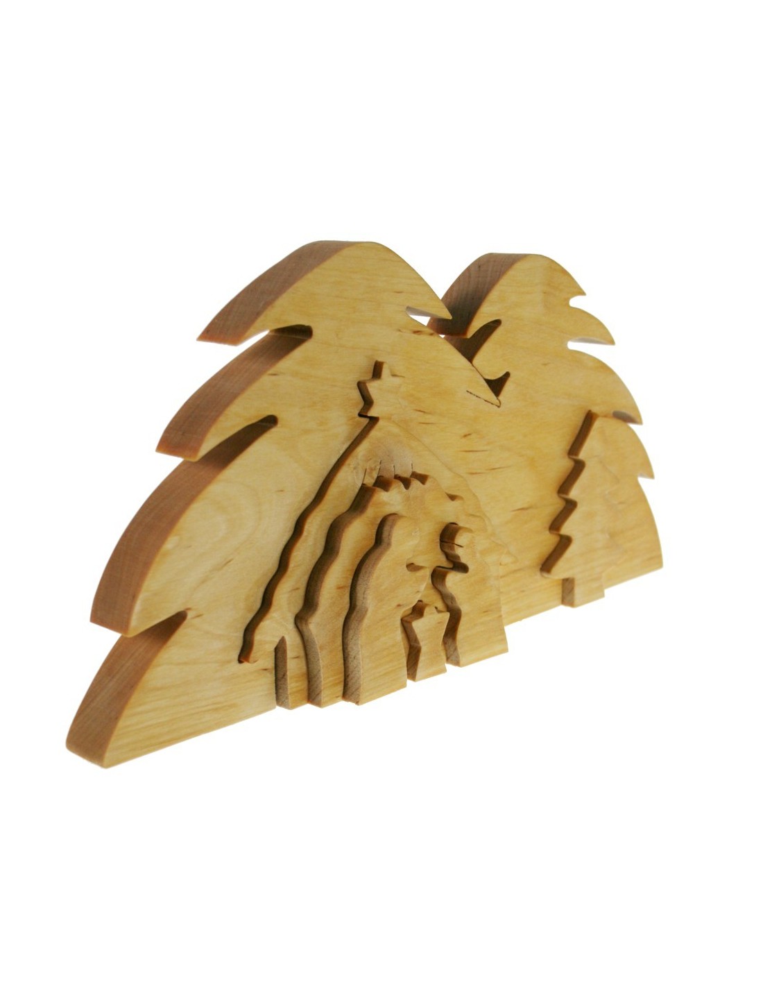 Belén tallado en 3D elaborado en madera natural decoración navideña de estilo nórdico