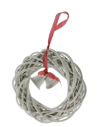 Couronne de Noël en osier avec cloches centrales pour porte de maison suspendue Noël pour la maison