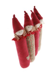 Salvamantel con forma de duendes en textil color rojo para mesa aislamiento térmico estilo nórdico. 2