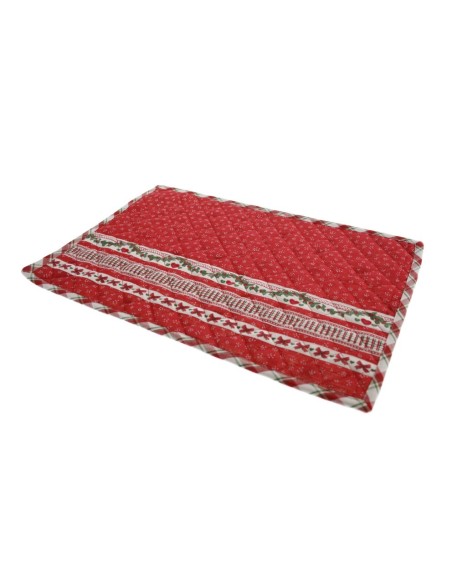 Mantel individual para mesa comedor de color rojo decoración de Navidad. Medidas: 33x50 cm.