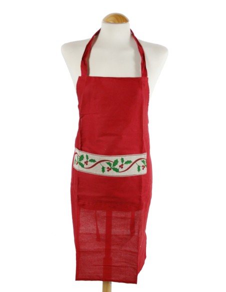 Delantal para cocina con diseño Navideño de color rojo ideal para Navidad. Medidas: 80x65 cm.