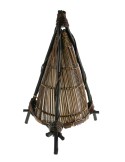 Lámpara de sobremesa forma pirámide de cañas decoración hogar rustico