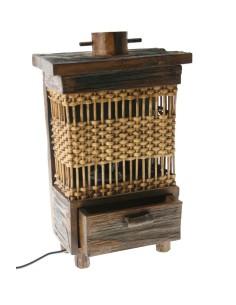 Lámpara sobremesa madera y mimbre decoración hogar rustico para regalo  2