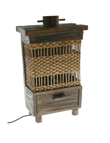 Lampe de table en bois et en osier décoration de maison rustique pour cadeau