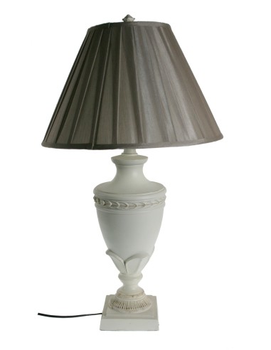 Lámpara sobremesa base madera color blanco estilo vintage decoración
