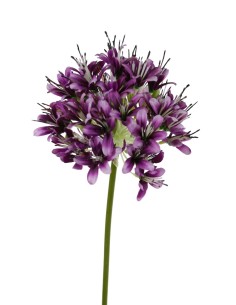 Flor artificial Allium de fucsia con pétalos de tela y tallo largo decoración adorno hogar