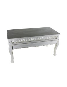 Taula Auxiliar de Fusta Color Blanca Envellida Estil Vintage.