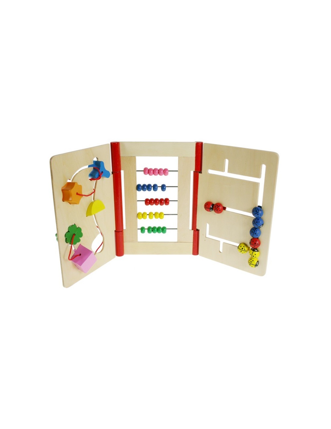 Llibre infantil de fusta de joc de motricitat fina per a nadó amb laberint, càlcul i formes lliscants