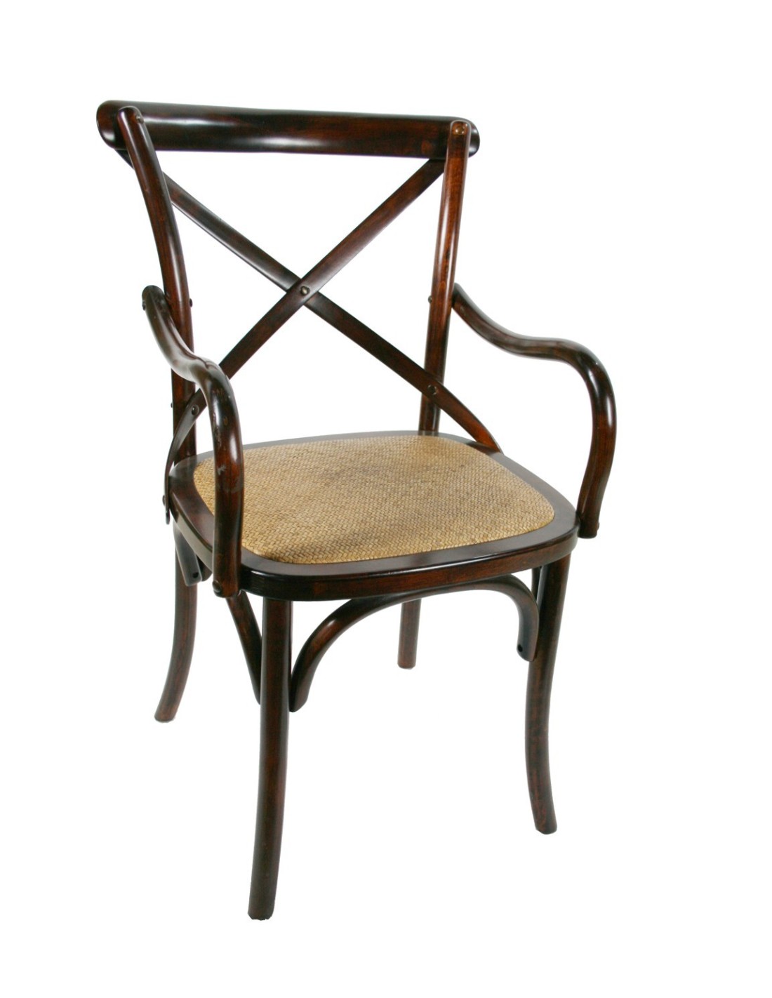 Cadira de fusta de teka amb reposa braços assenteix ratan estil vintage per a decoració saló de la llar