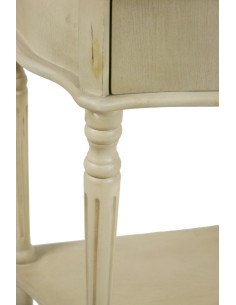 Table de chevet ou table d'appoint blanche patinée de style vintage avec tiroir. 2