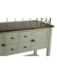 Aparador Librería forja y madera color blanco envejecido decoración para comedor  salón o cocina rustico. 2