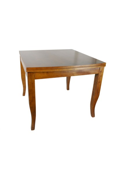 Mesa de comedor de madera color roble abatible. Medidas: 77x90x90 cm.