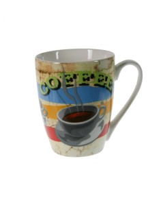TaTassa mug tassa per cafè, xocolata, de porcellana color blanc disseny dibuix estil vintage per als esmorzars