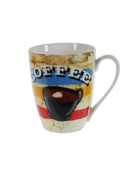 Taza mug taza para café, chocolate, de porcelana diseño con dibujo estilo vintage para los desayunos. Medidas: 10xØ8 cm.